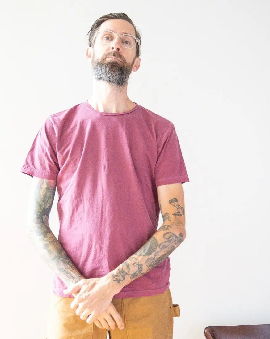 Lightweight Ringspun Short Sleeve Tee - Burgundy - grown&sewn